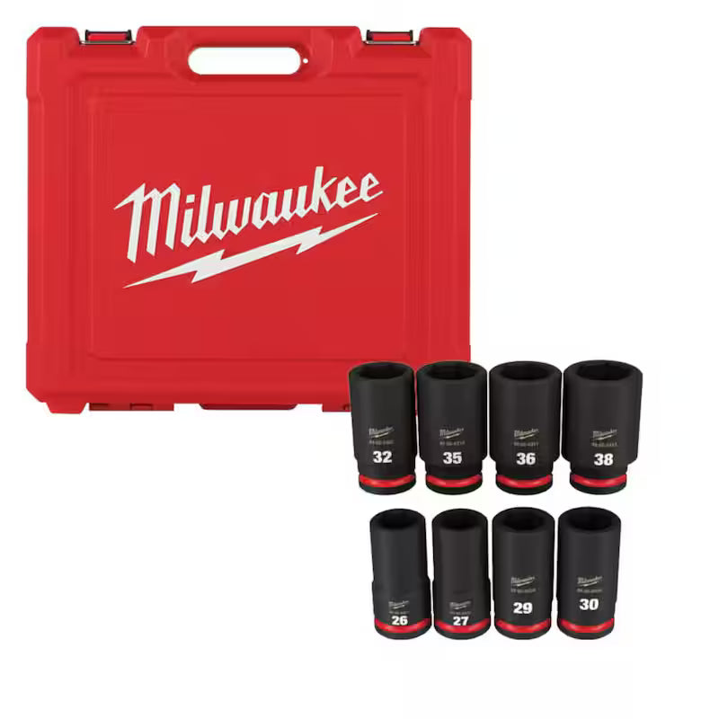 3/4 in. Drive Metric Deep Well 6 Point Impact Socket Set (8-Piece) N987569