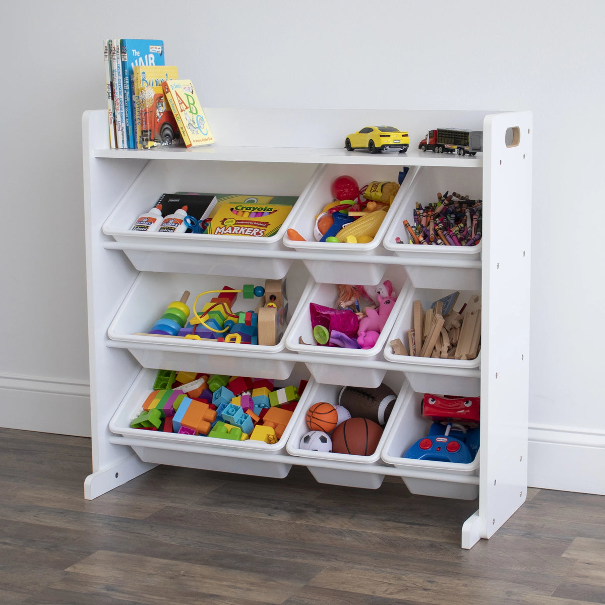Toy Storage Organizer with Shelf and 9 Storage Bins F387