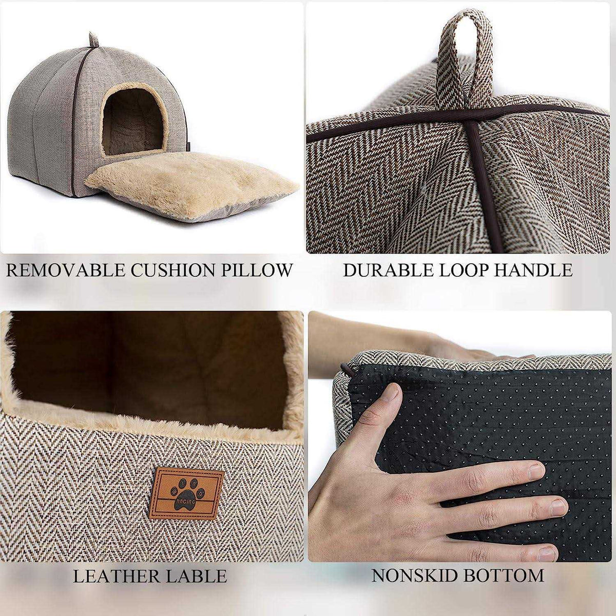 Cat Bed Tent with Removable Washable Cushioned Pillow J250