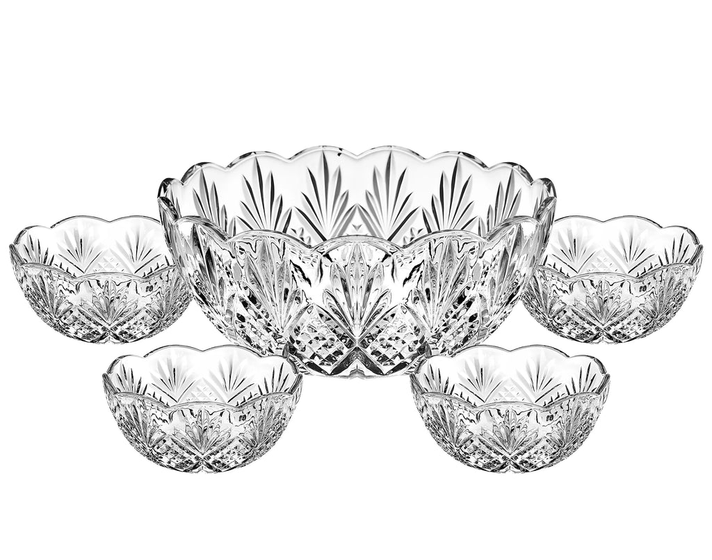 Crystal Scalloped 5 Piece Serving Bowl Set M849334