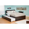 Twin Bed with Flat Panel Foot Board and Trundle Bed Antique Walnut I301602