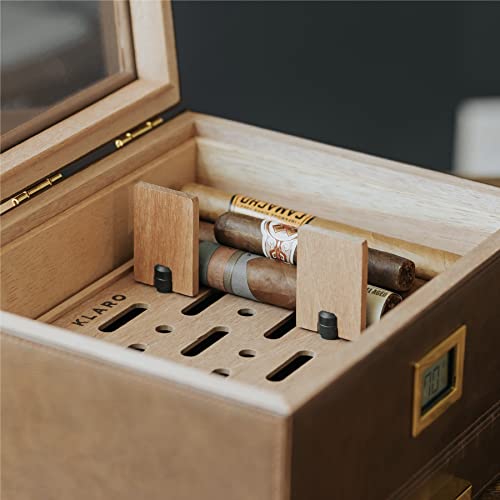 Glass Top Humidor with Cedar and Digital Hygrometer S9517