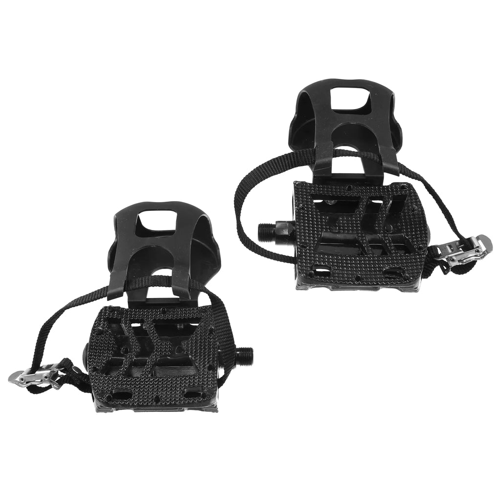 Bicycle Pedals 9/16'' Spindle with Toe Clips Black Y92219
