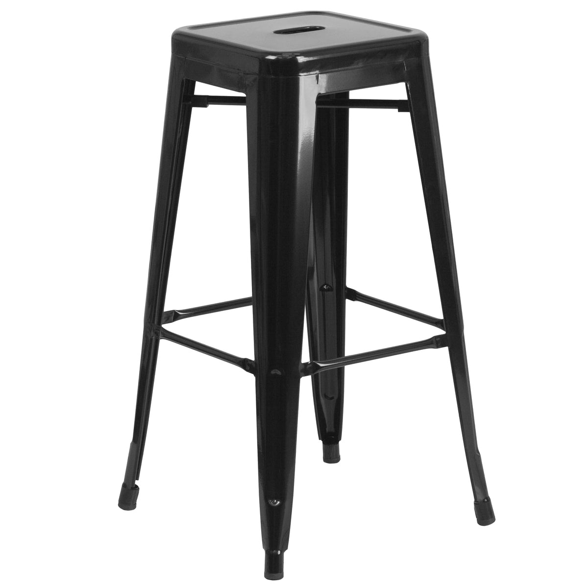 30" Round Black Metal Indoor-Outdoor Bar Table Set with 2 Backless Stools Y23522
