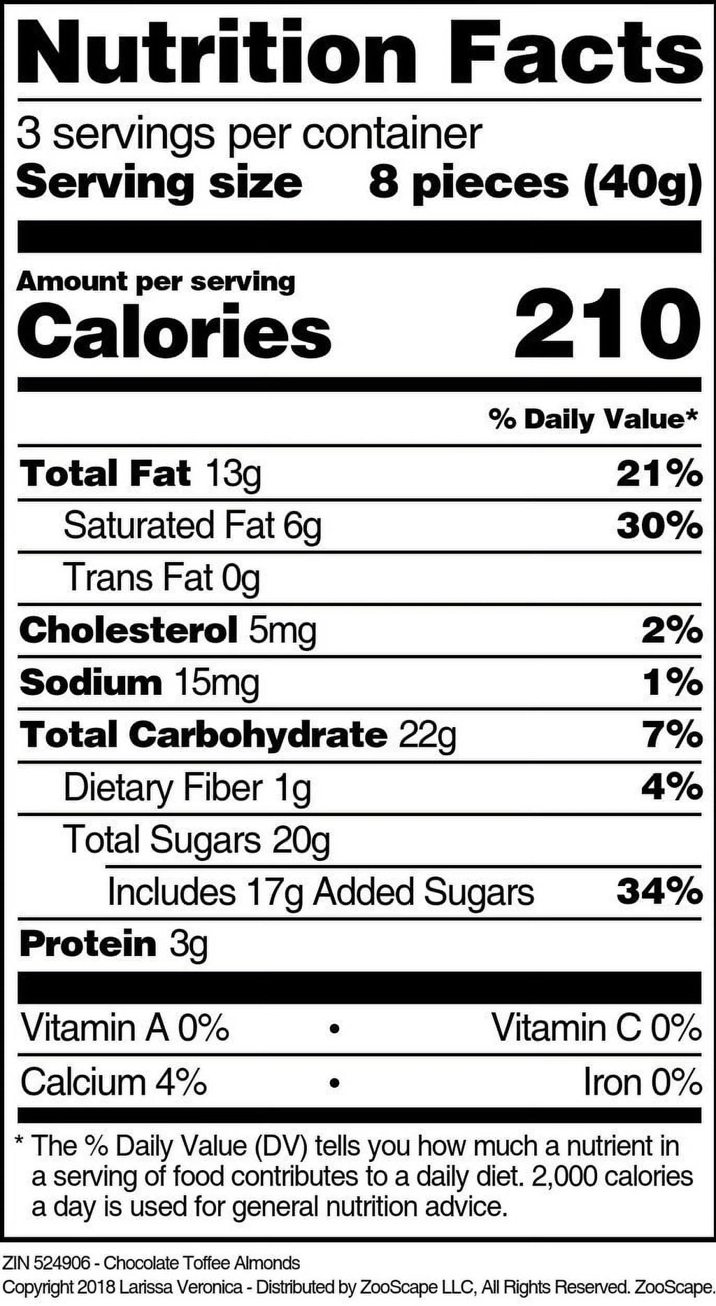 Chocolate Toffee Almonds 4 oz 3-Pack K220