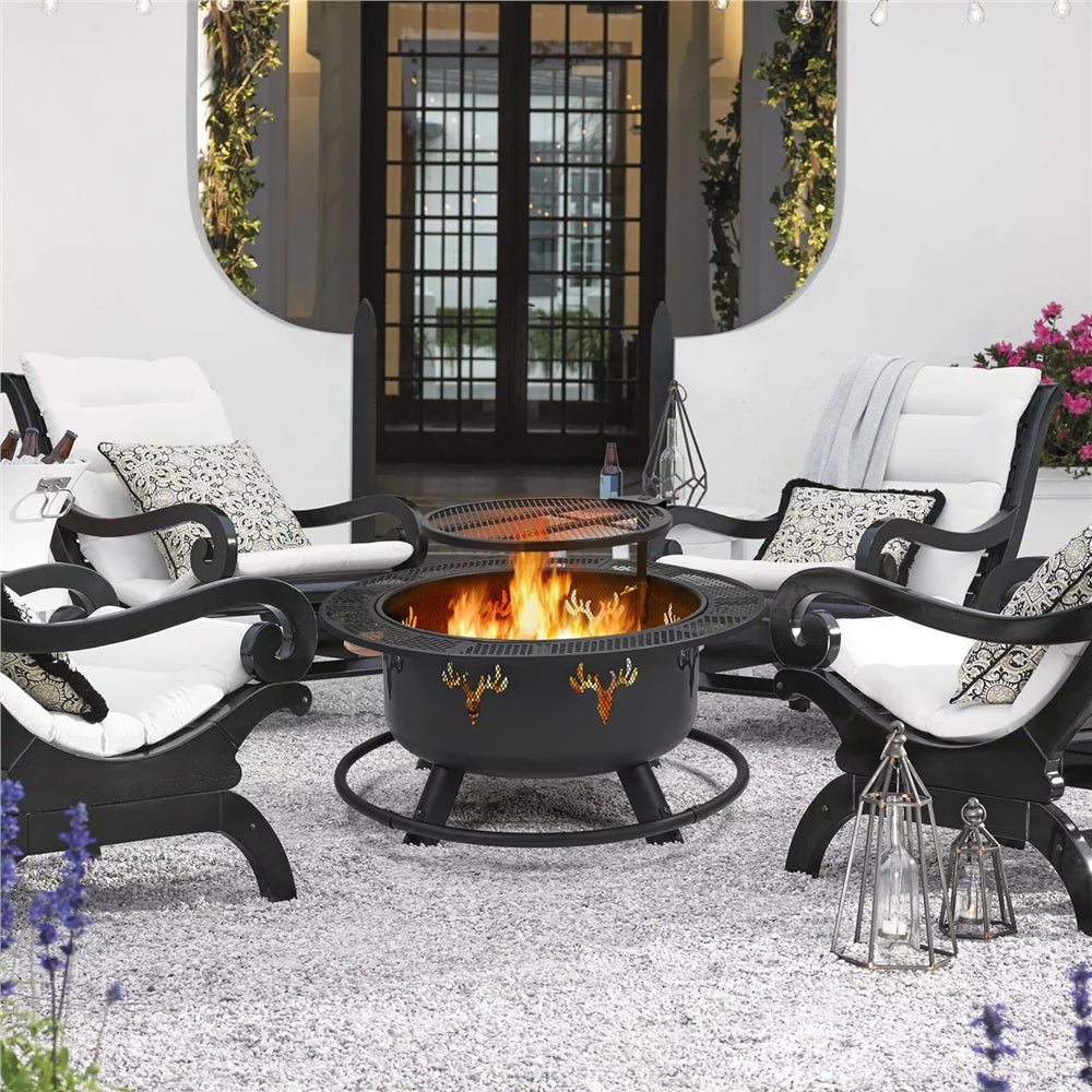 Round Wood Burning Fire Pit T566227