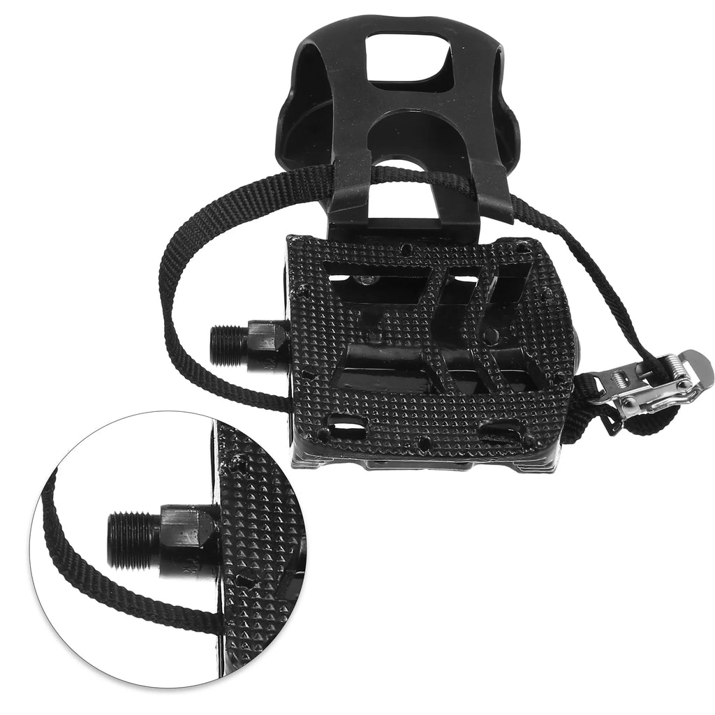 Bicycle Pedals 9/16'' Spindle with Toe Clips Black Y92219