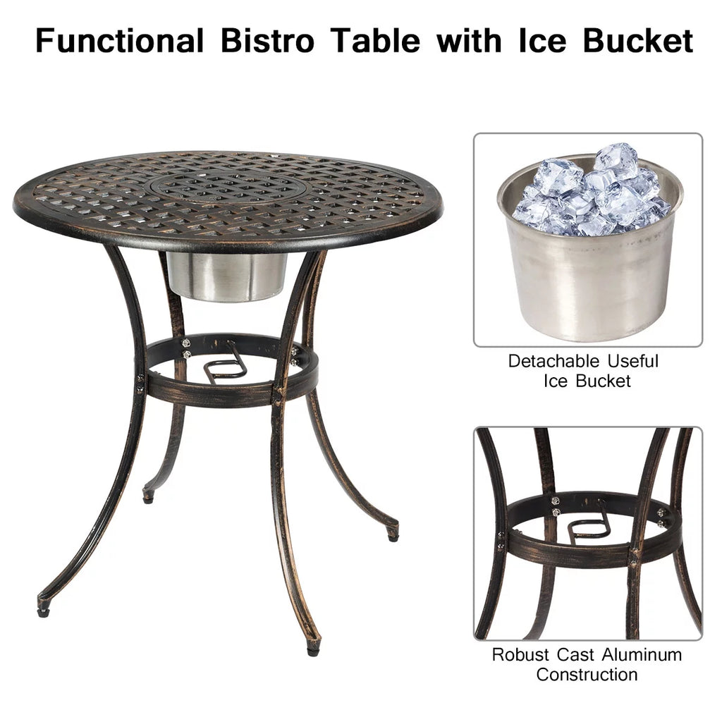 3 Pc Patio Dining Set with Ice Bucket X30509