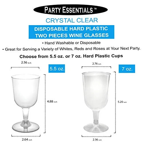 Clear 5.5-Ounce Disposable Hard Plastic Wine Glasses K8005