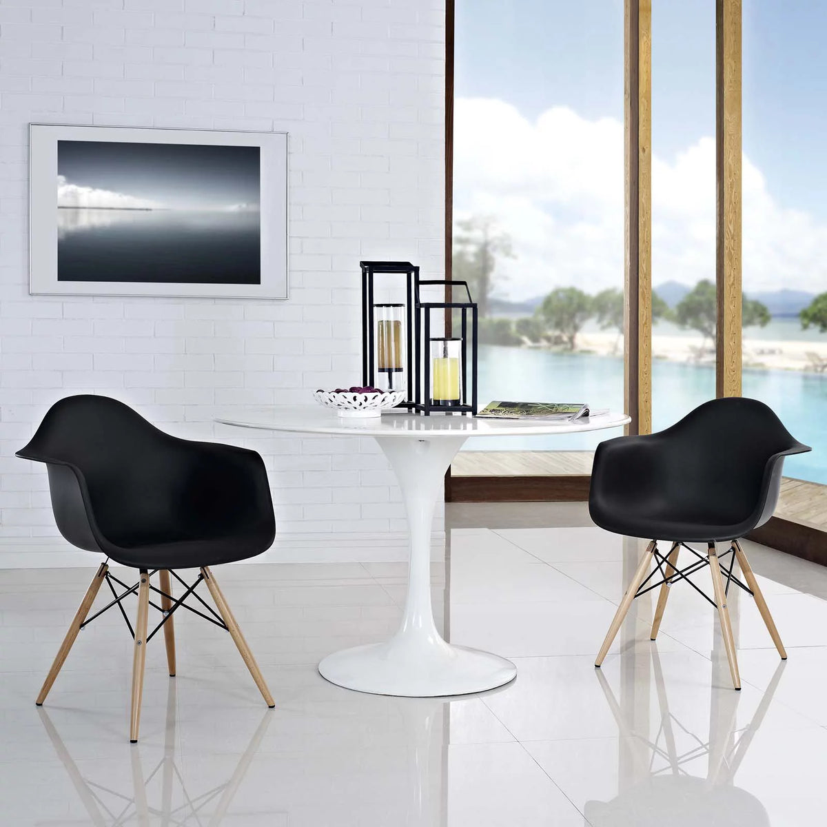 Black Dining Armchair Set of 2 P2597