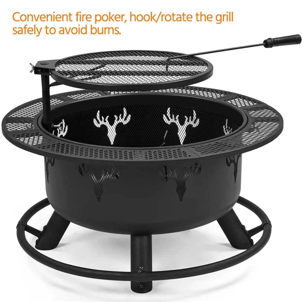 Round Wood Burning Fire Pit T566227