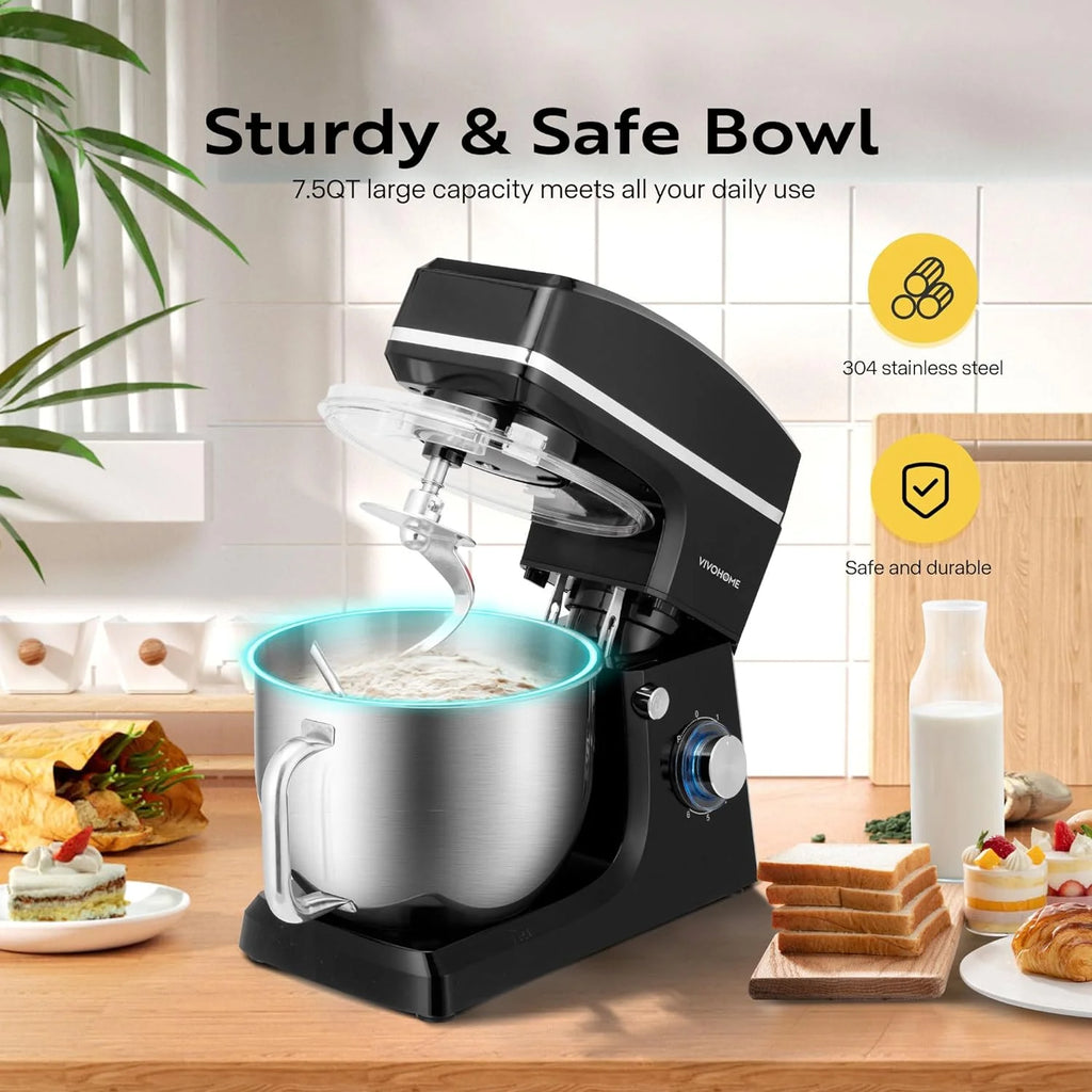 7.5 Quart 660W 6-Speed Tilt-Head Stand Mixer Black Q3632