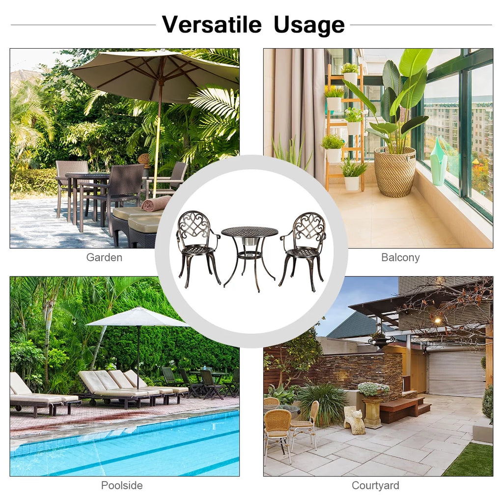 3 Pc Patio Dining Set with Ice Bucket X30509