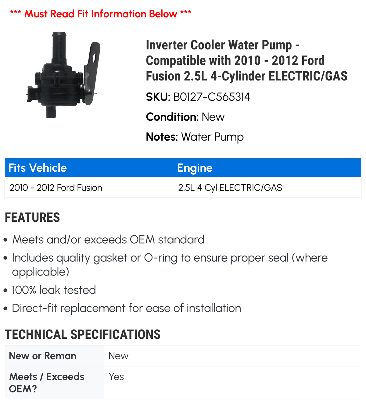 Water Pump Y823546