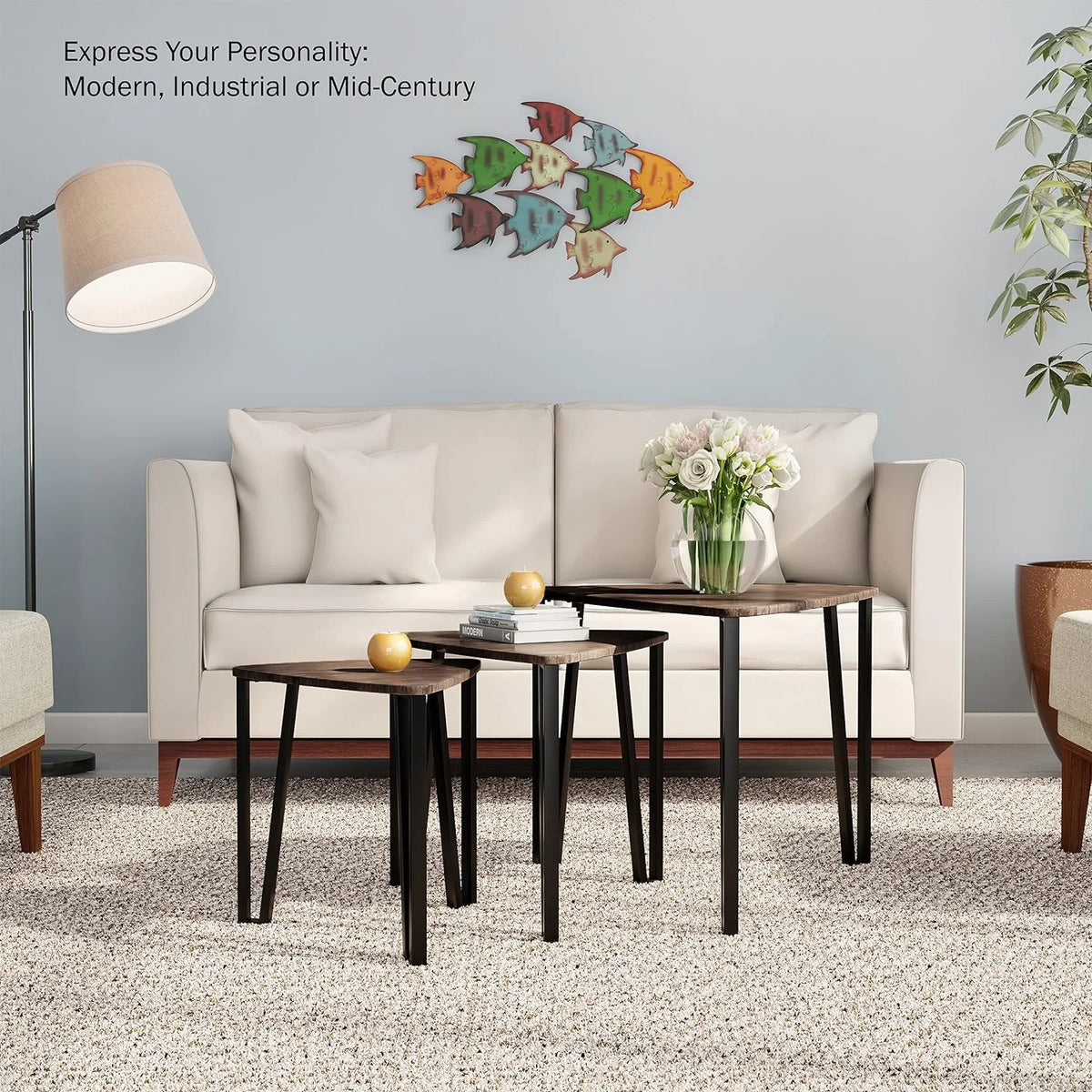 Set Of 3 Woodgrain Nesting Tables X7907