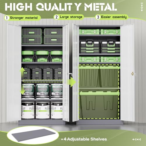 72" Black Lockable Metal Storage Cabinet with 4 Adjustable Shelves I2597