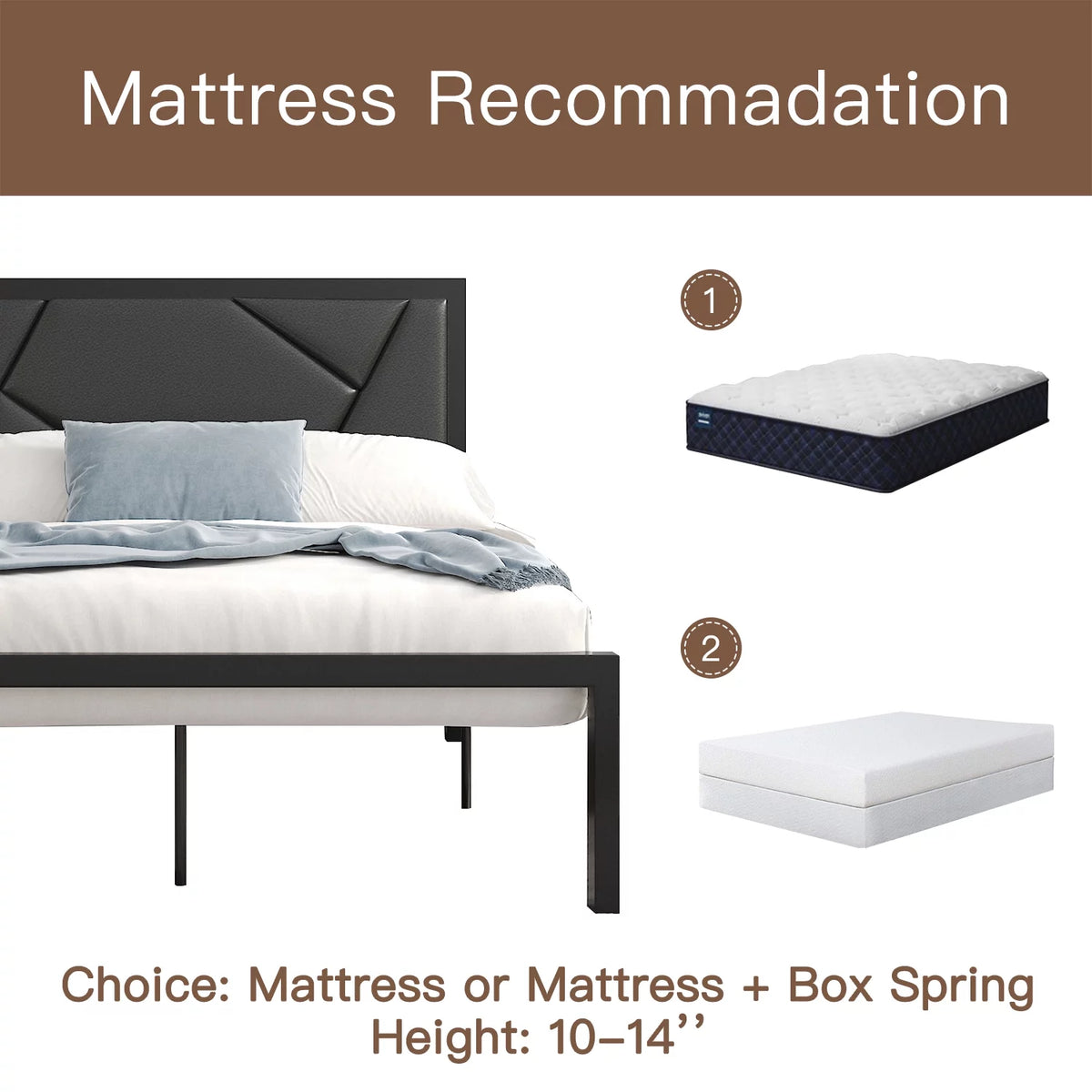 Twin Size Black Upholstered Bed Frame Z74748