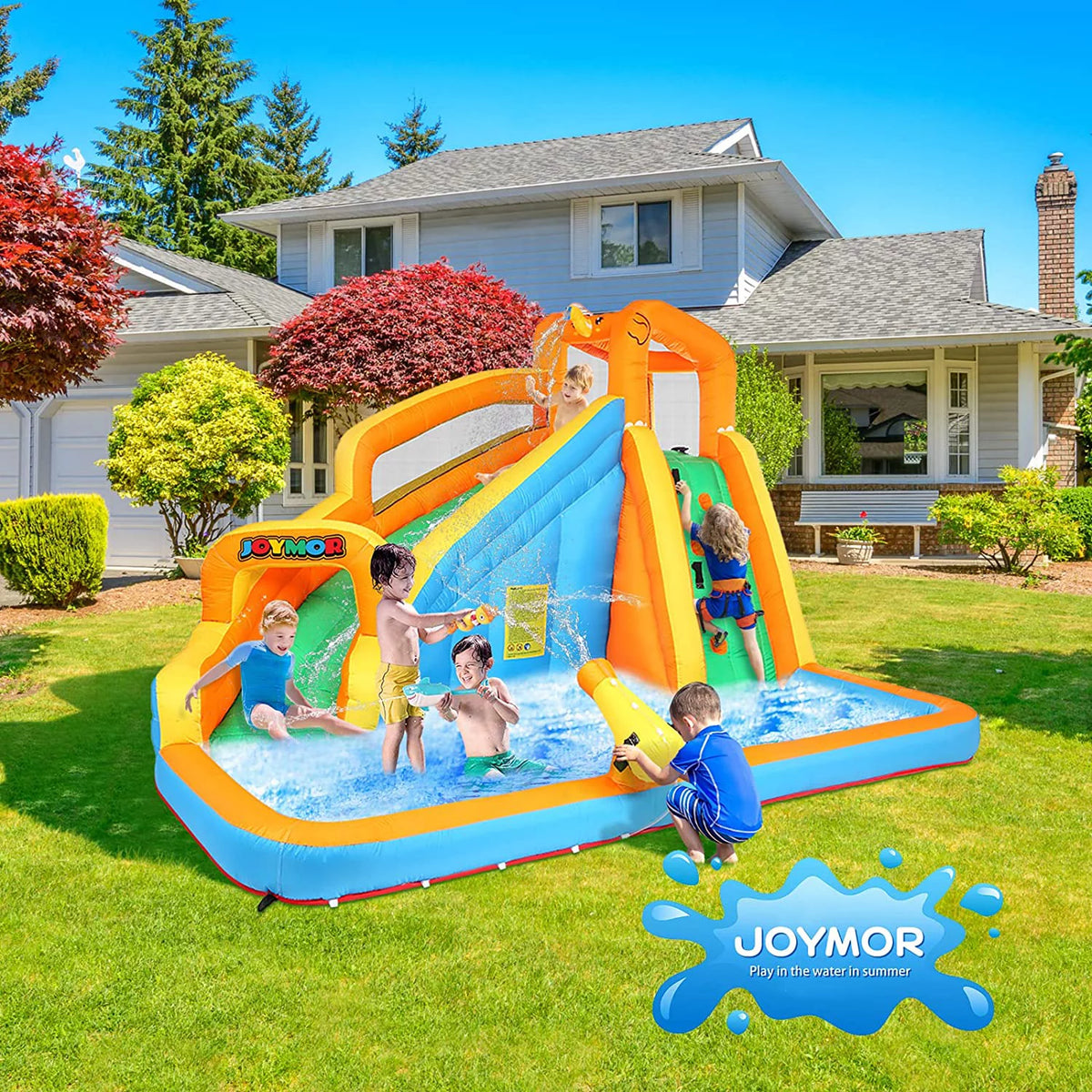 Inflatable Water Slide Bounce House with Splash Pool R30833