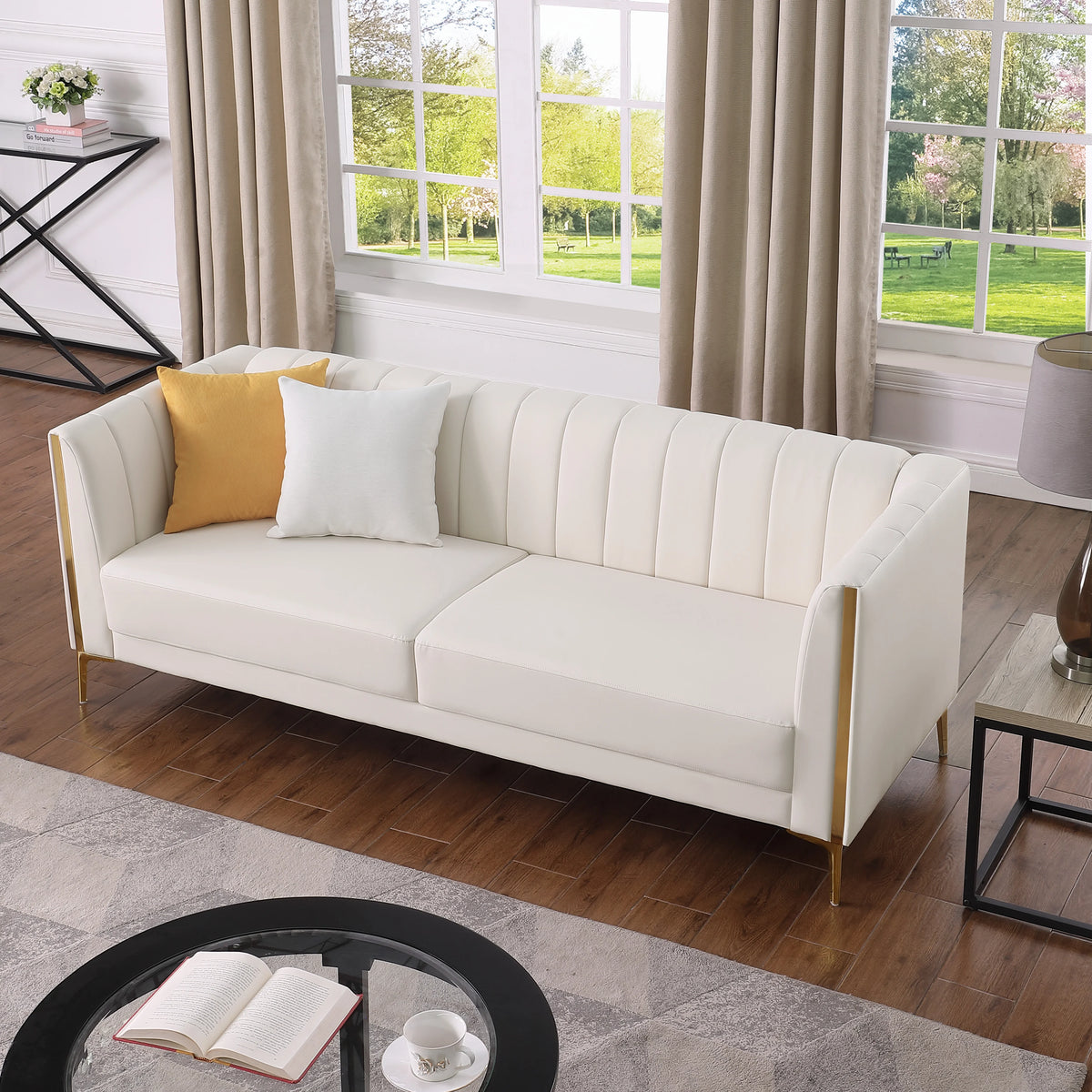 3 Seater PU Leather Sofa with 2 Pillows Z341104