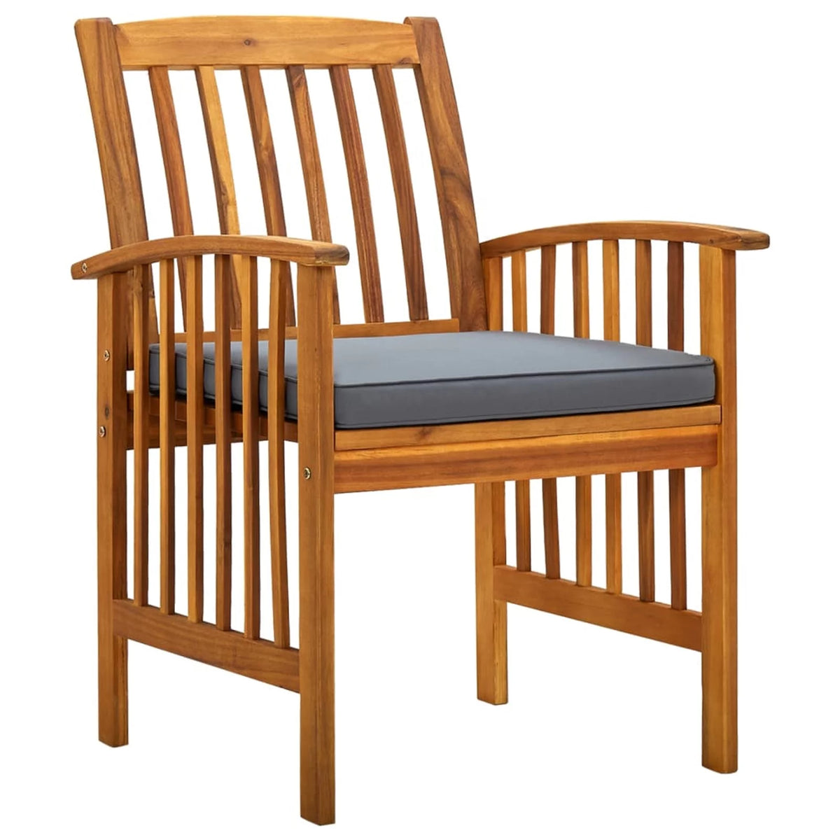 6 Piece Acacia Wood Outdoor Dining Chairs with Dark Gray Cushion P740