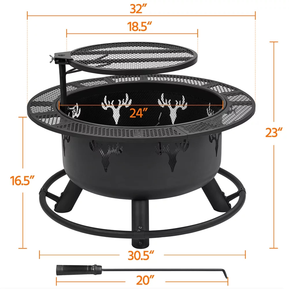 Round Wood Burning Fire Pit T566227