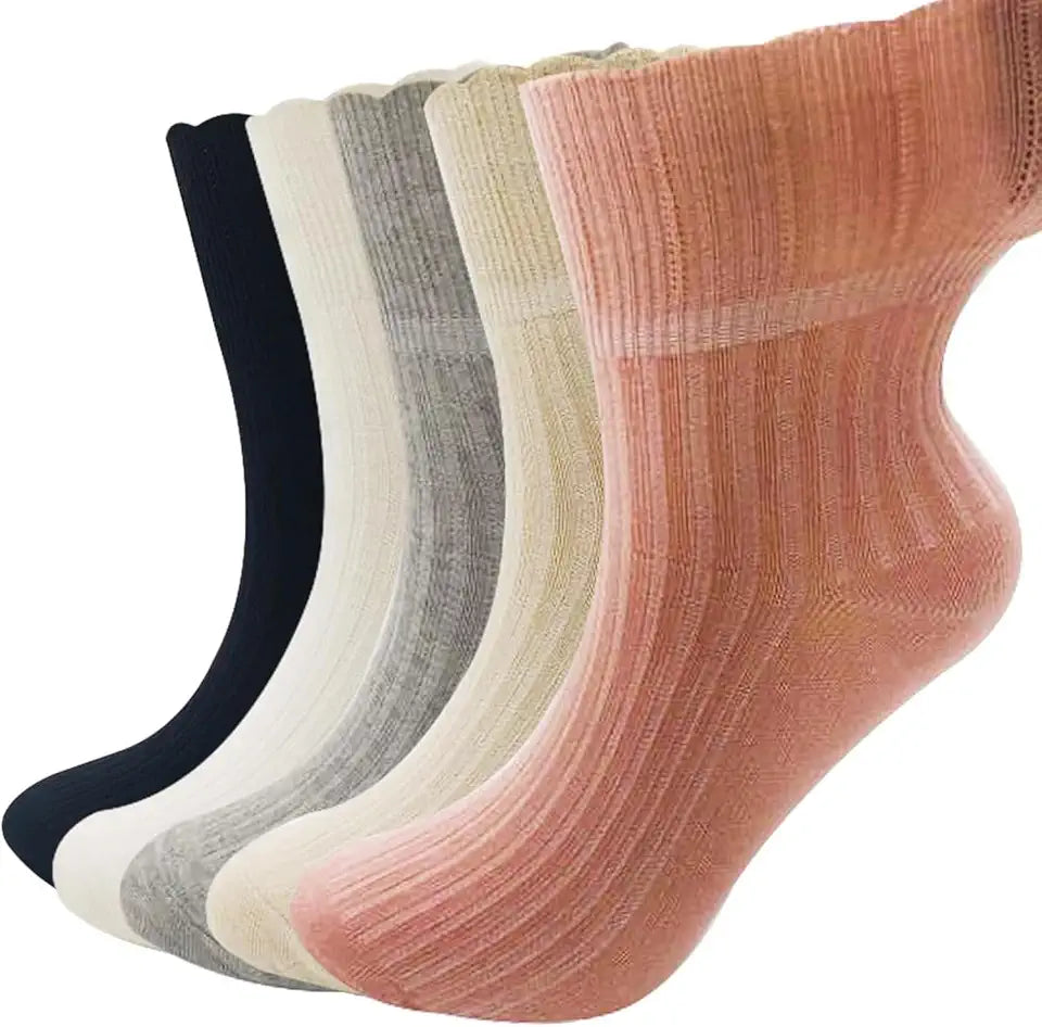 Wide Top Loose Fitting Extra Width Thick Ankle Crew Socks 5 pairs F577168