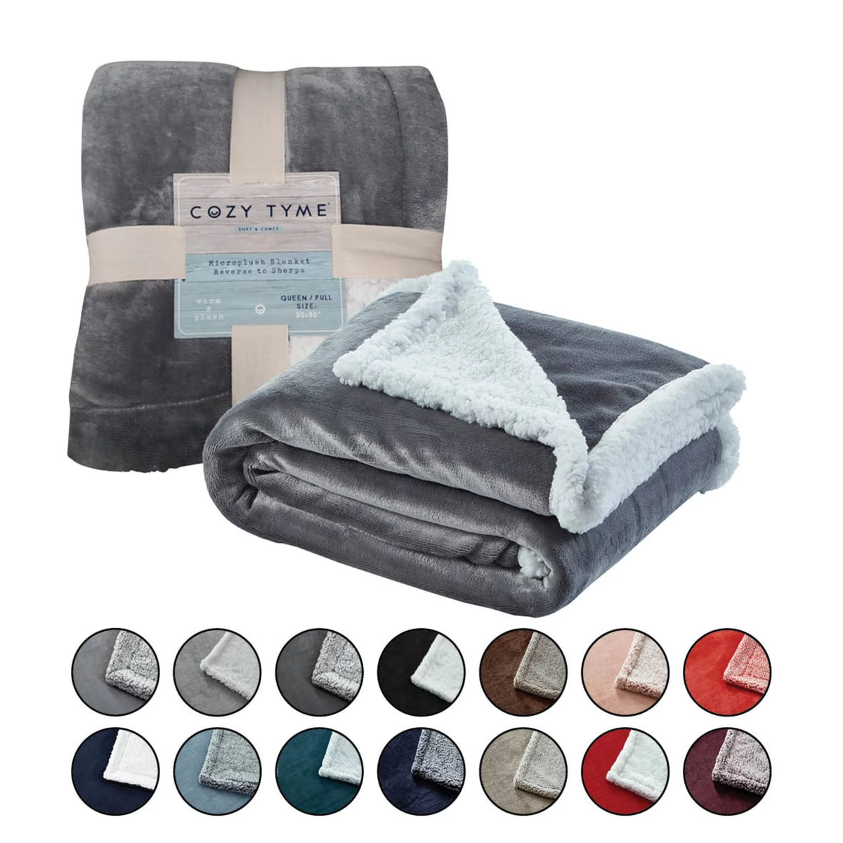 Flannel Reversible Sherpa Throw Blanket 60"x 80" Navy I306