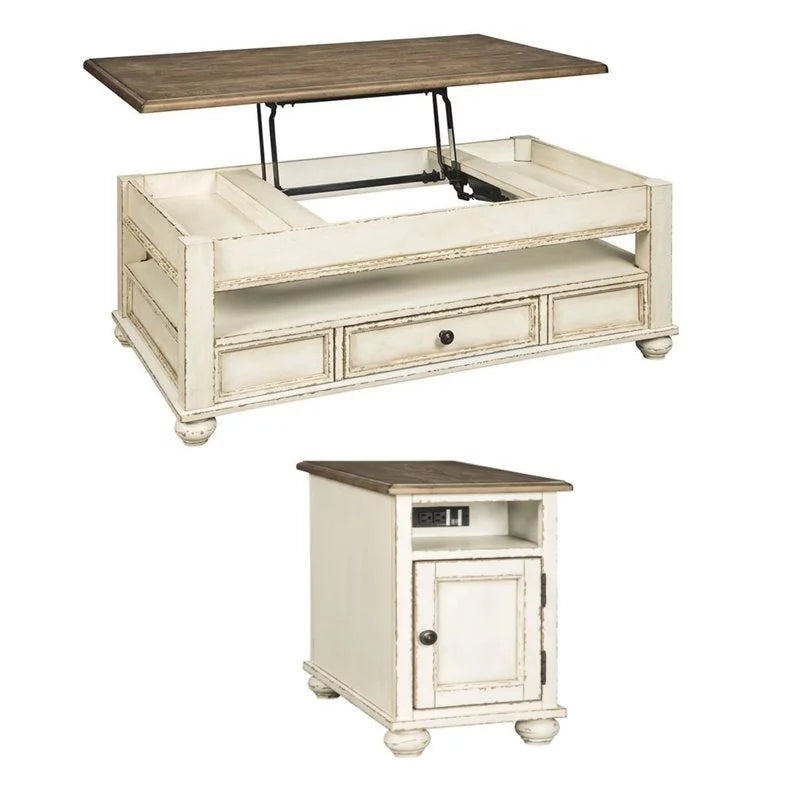 2-Piece Lift Top Coffee Table & End Table with USB Ports R850193