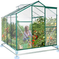 8x6FT Polycarbonate Walk in Greenhouse with Window & Sliding Door T103288