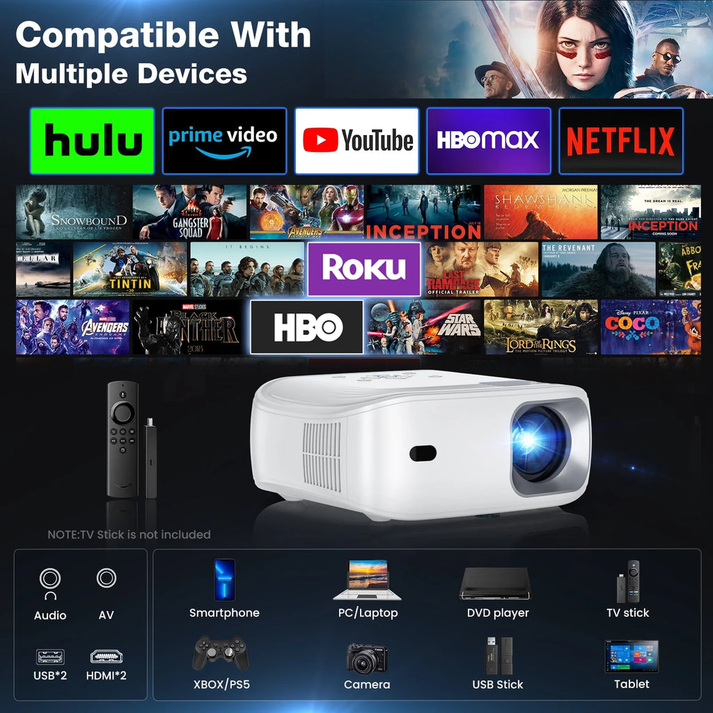 Portable Mini Projector with Wifi Bluetooth Speaker Y94834