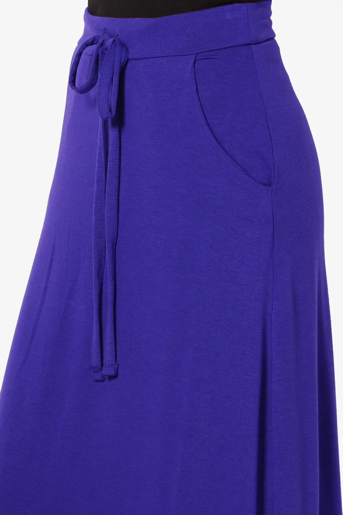 Drawstring Waist Pocket Jersey A-Line Maxi Skirt K2050