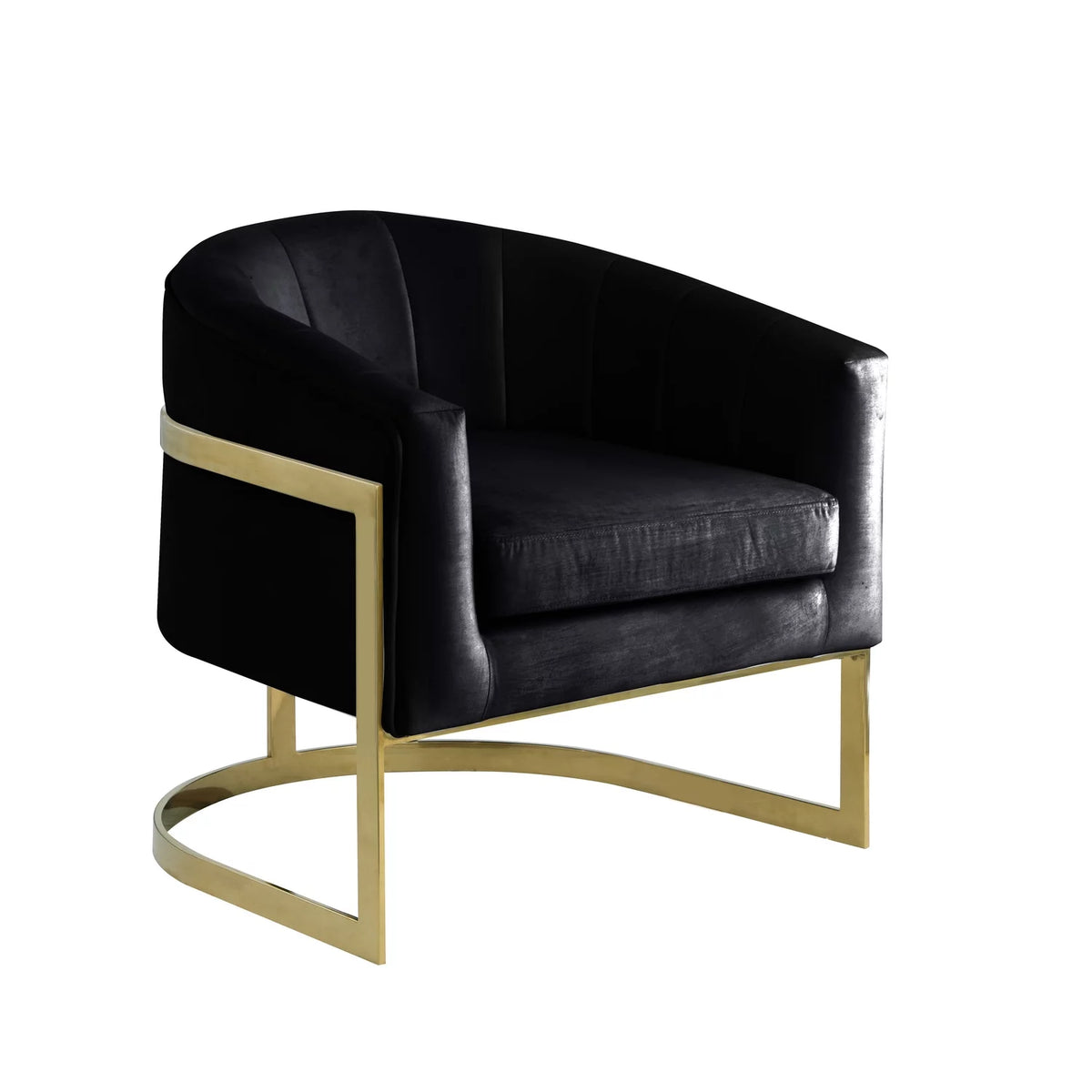 Black Velvet Upholstered Accent Chair Y2401