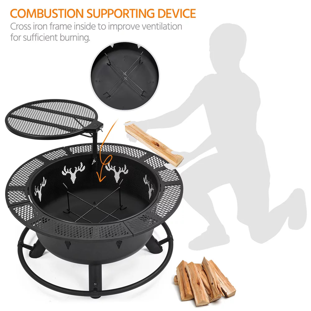 Round Wood Burning Fire Pit T566227