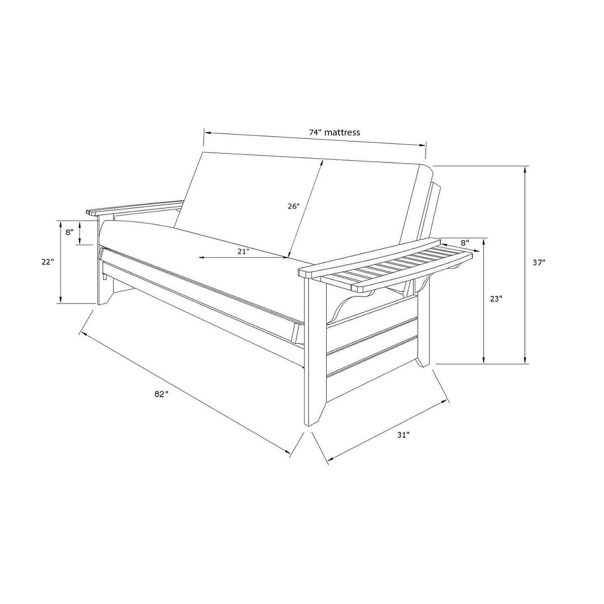 Black Twill Futon X54413