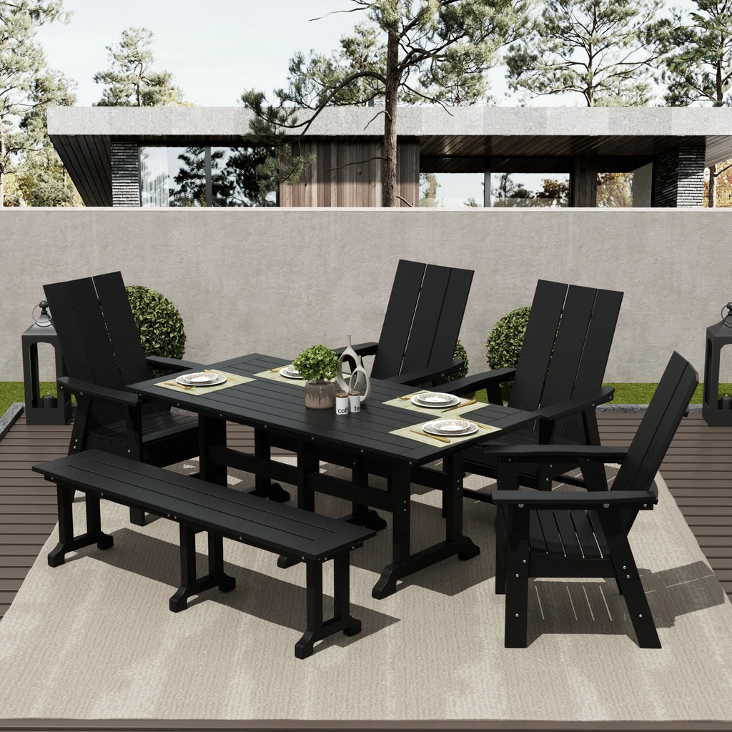 6-Piece All Weather Outdoor Dining Set with Bench M6286