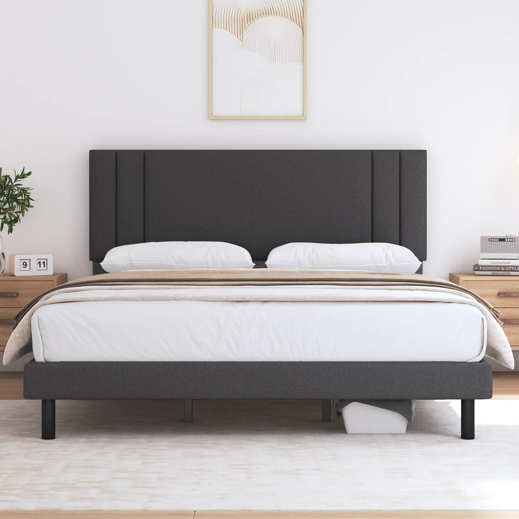 King Size Fabric Upholstered Platform Bed Frame D991