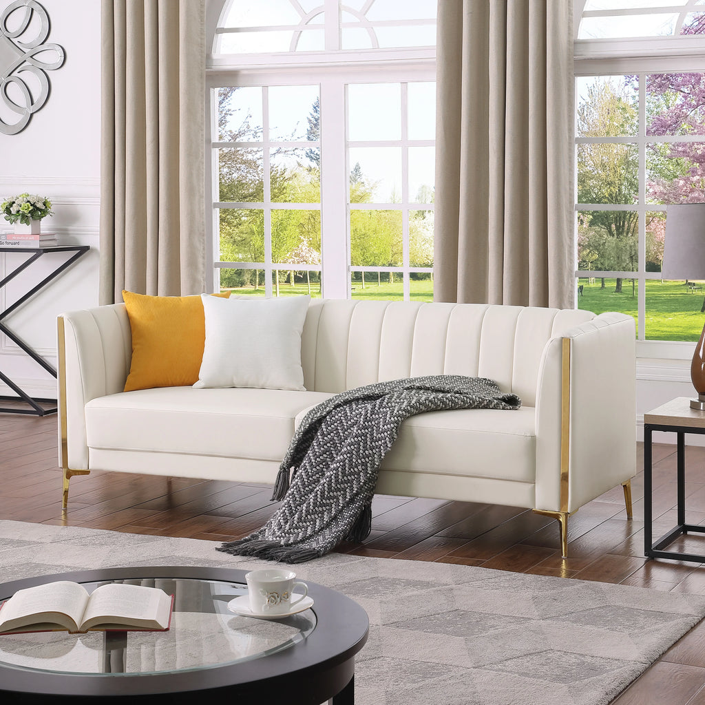 3 Seater PU Leather Sofa with 2 Pillows Z341104