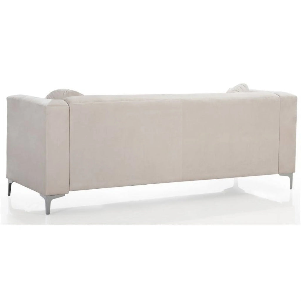 Velvet Sofa and Loveseat 2-Piece Set in Ivory J6165