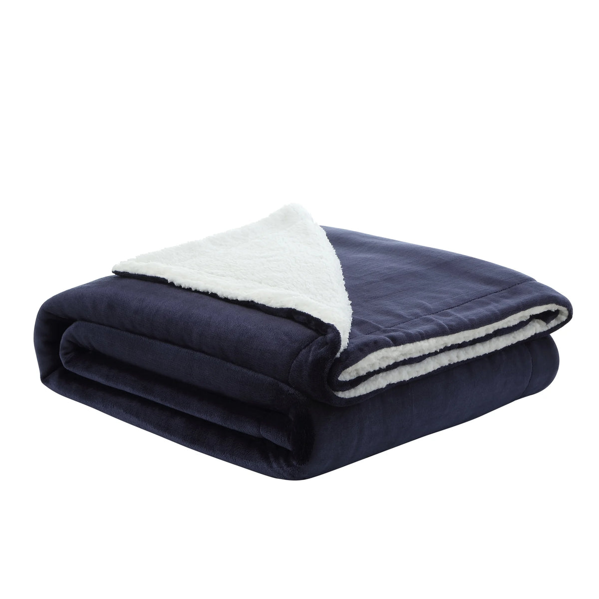 Flannel Reversible Sherpa Throw Blanket 60"x 80" Navy I306