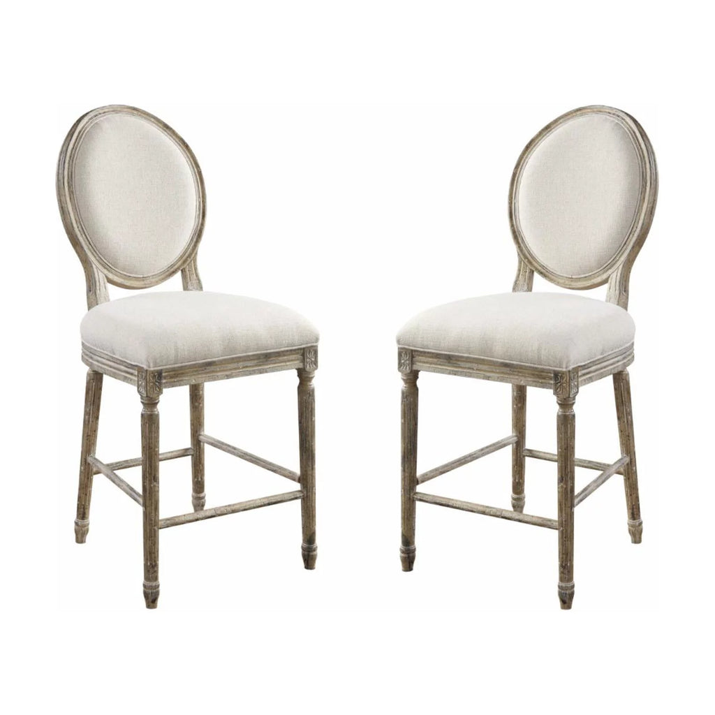 Cream 24" Upholstered Bar Stool Set of Two S66841