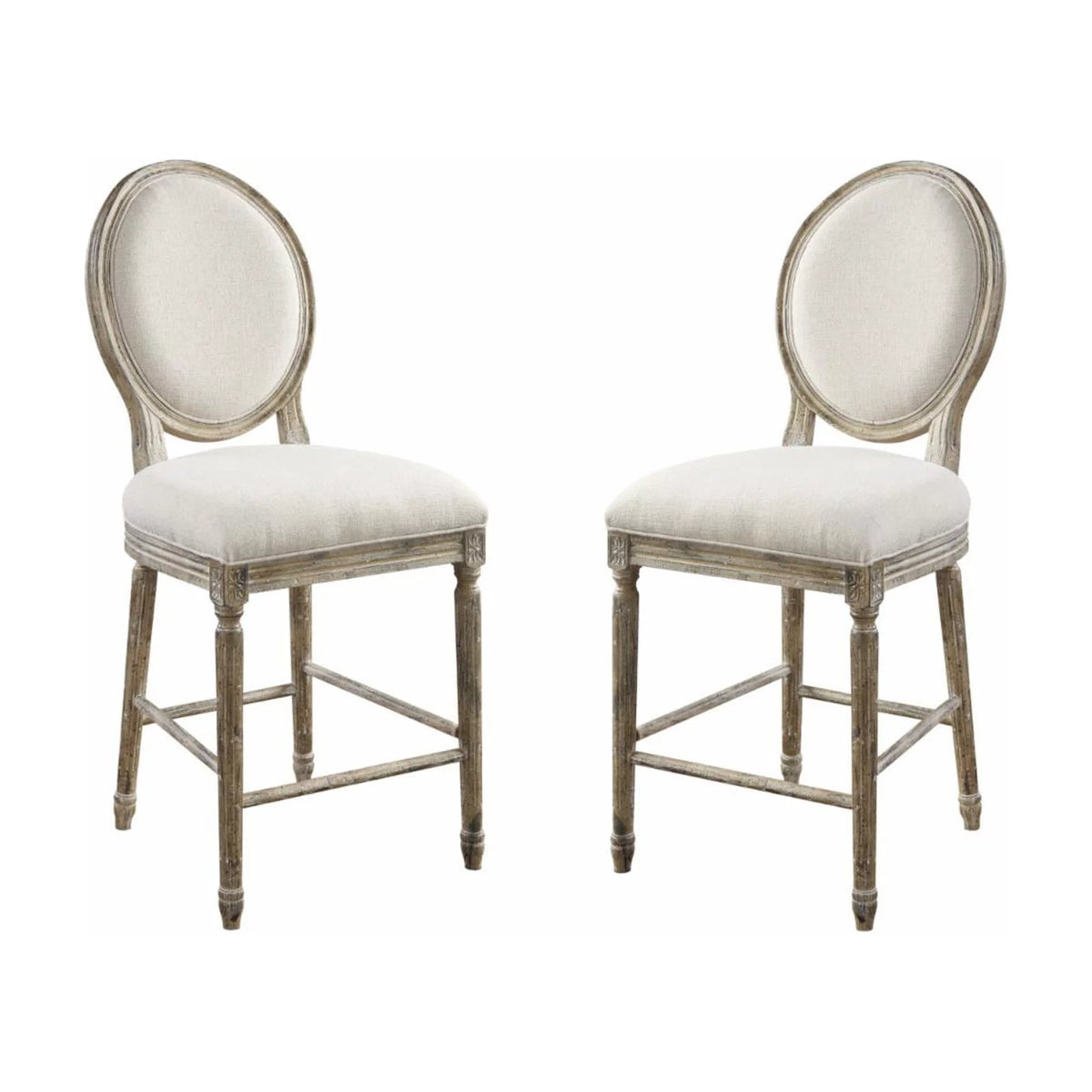 Cream 24" Upholstered Bar Stool Set of Two S66841