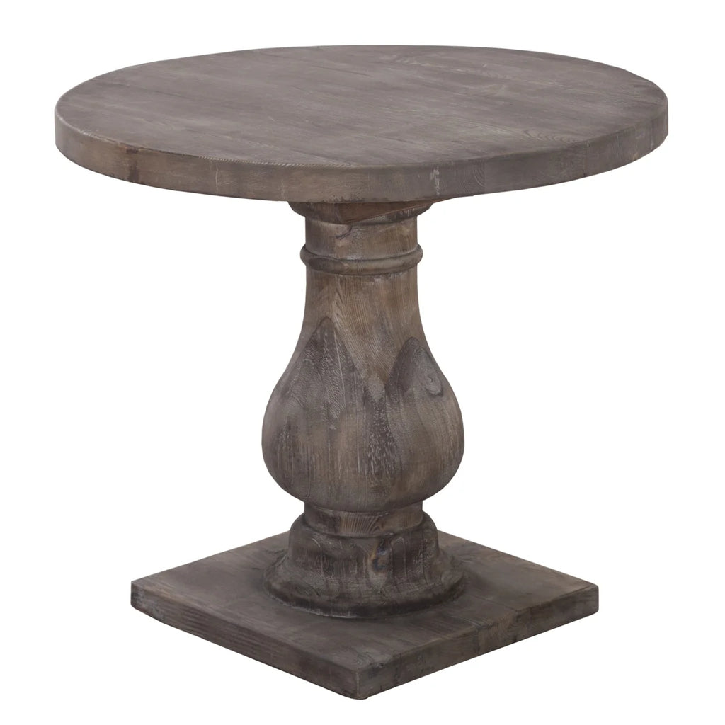 Brown Round Wood End Table with Pedestal Base X7994