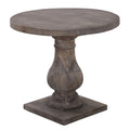 Brown Round Wood End Table with Pedestal Base X7994