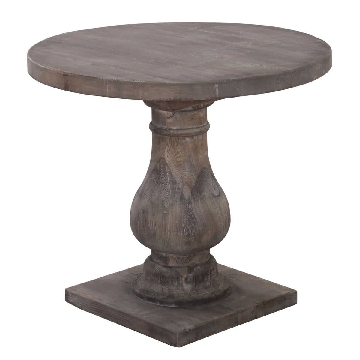 Brown Round Wood End Table with Pedestal Base X7994