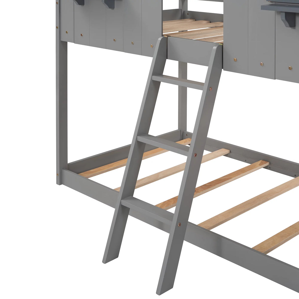 Twin Over Twin Wooden House Bunk Bed with Roof and Windows I211