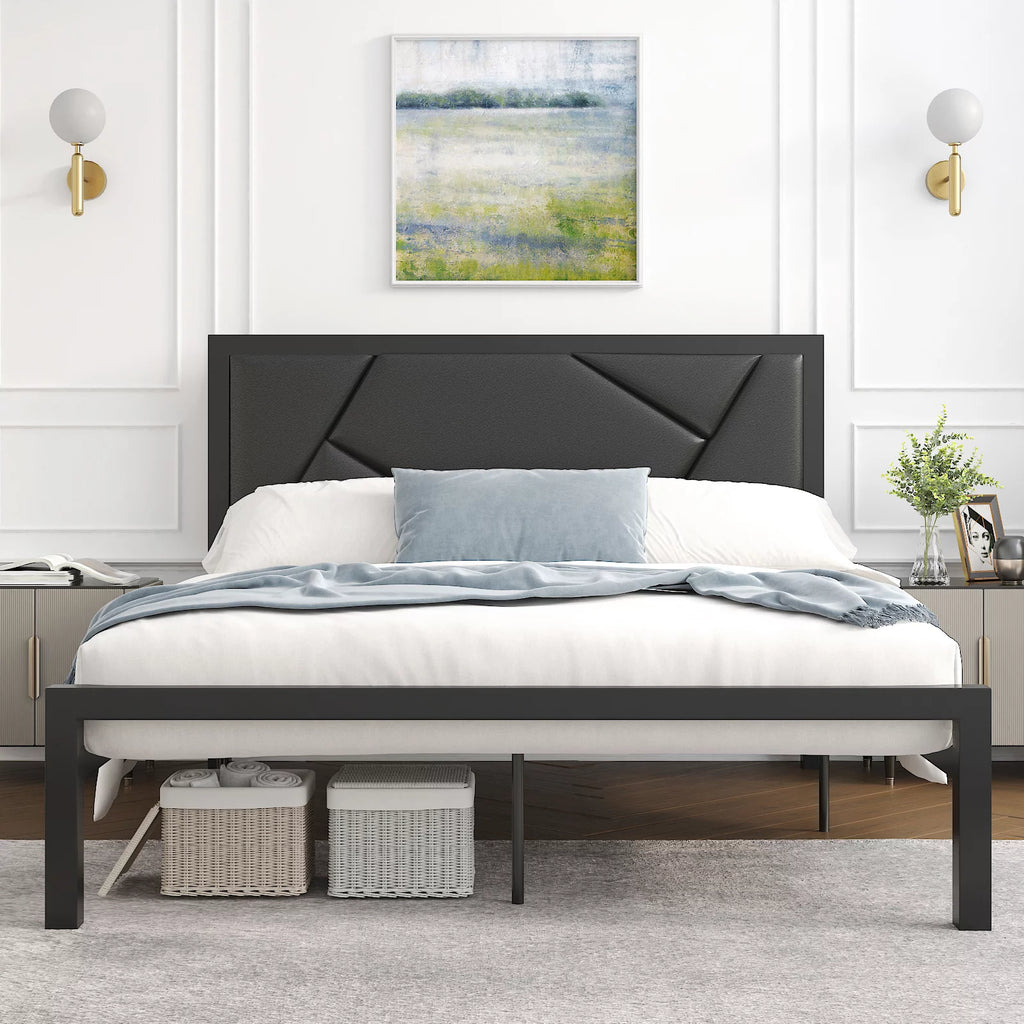 Twin Size Black Upholstered Bed Frame Z74748
