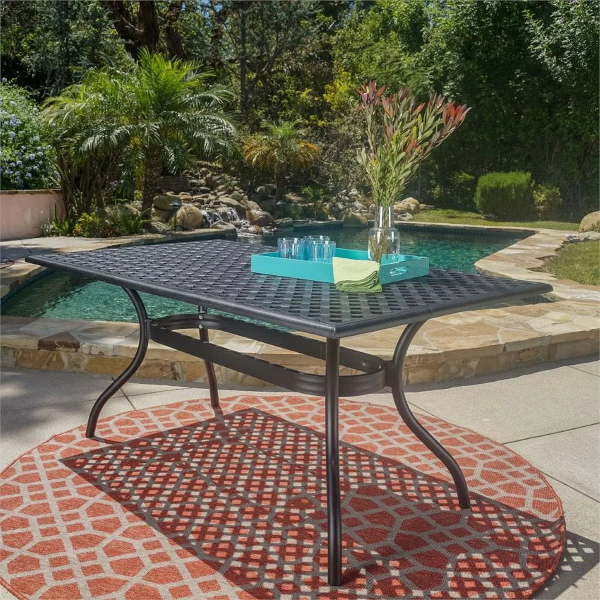 68" Cast Aluminum Patio Dining Table L740359