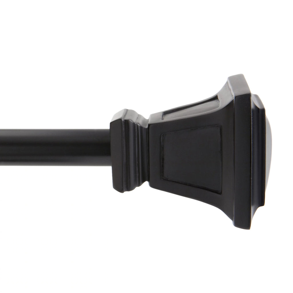 5/8" Decorative Window Curtain Rod, 90-130", Matte Black D1266