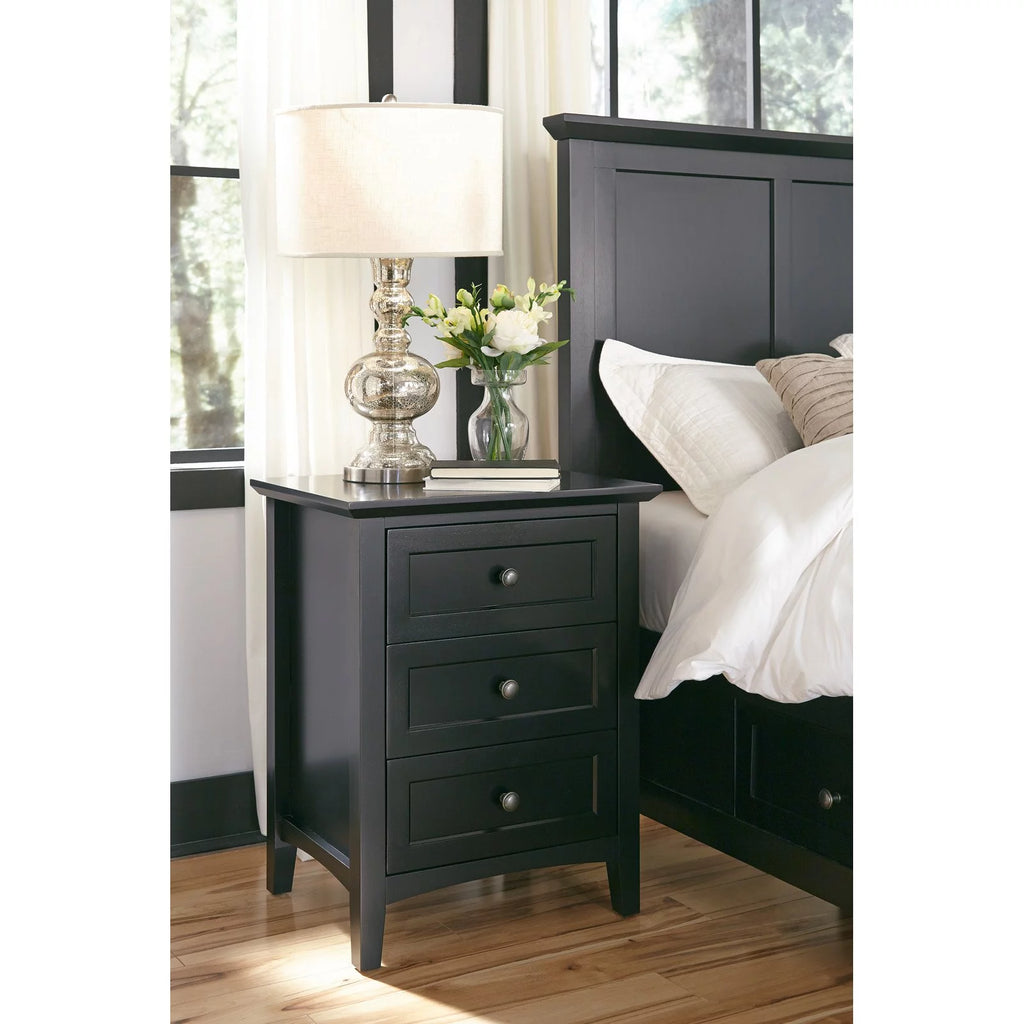 Black 3 Drawer Nightstand V5298