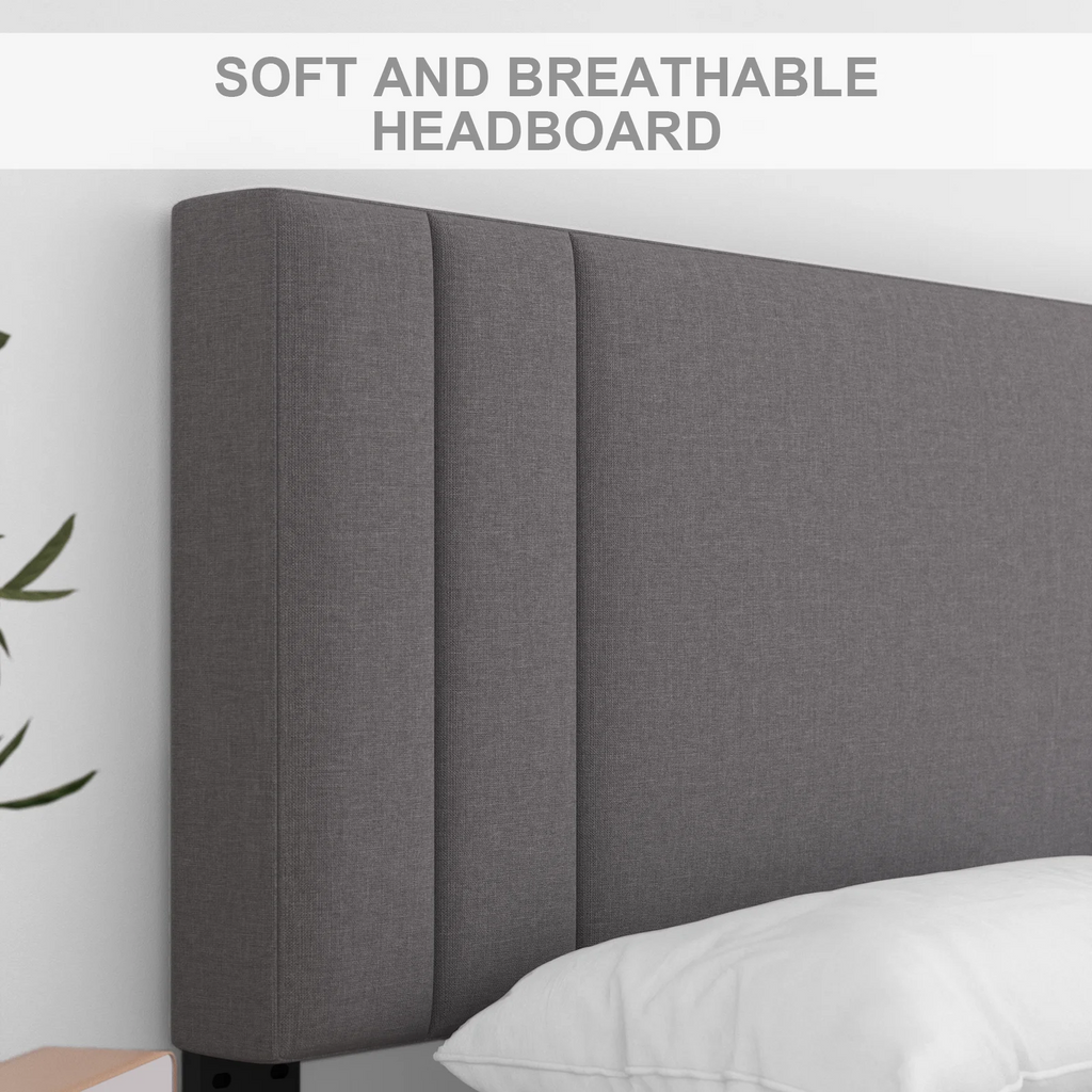 King Size Fabric Upholstered Platform Bed Frame D991